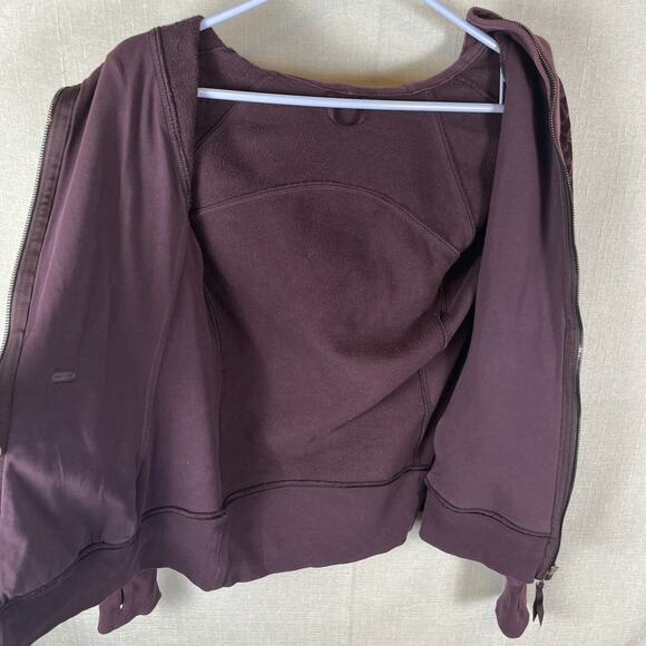 Lululemon Scuba Hoodie Floral Flock Womens Size 4 Plum Purple Full Zip Velvet - Picture 7 of 11